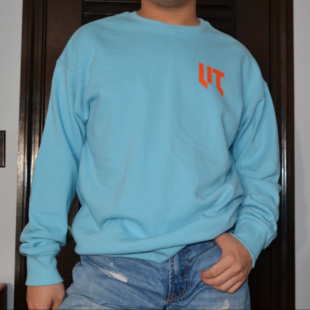 baby blue sweatshirt